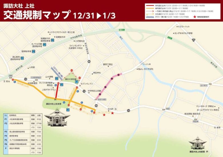 21年 諏訪大社初詣の混雑 駐車場 時間の情報 とらべるじゃーな 関東圏旅行ブログ