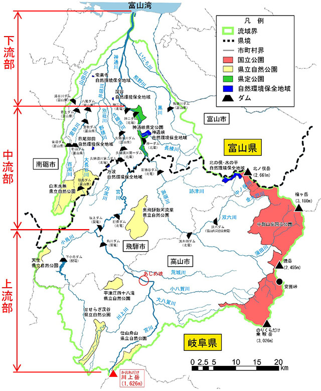 神通川のマップ